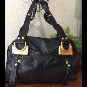 B. Makowsky Black Leather Handbag